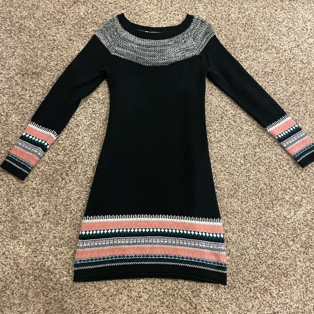 Athleta Women’s Black and Patterned Sweater Dress